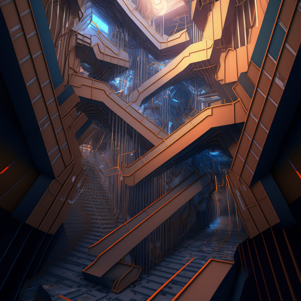 midjourney-SenseiJaye_tridimensional_Escherian_Stairway_Labyrinth_2b9a9f26-537a-4625-a1ed-401f1c6480dc.jpeg